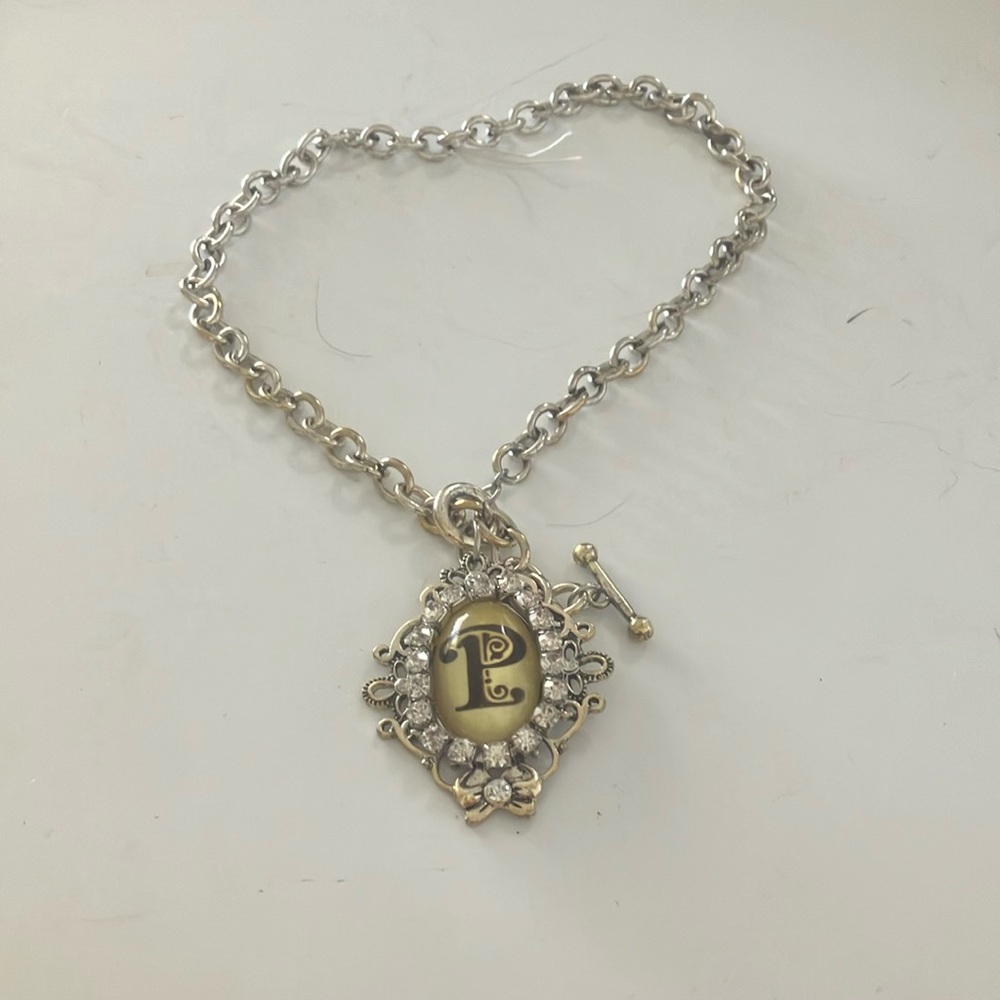 Old English letter p necklace